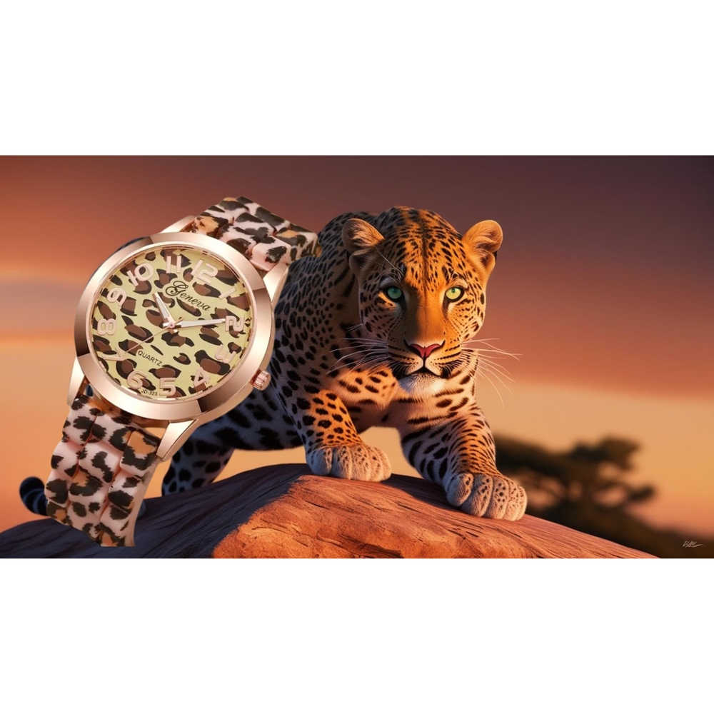 Leopard Print Women's Watch Classic Silicone Strap Luxury